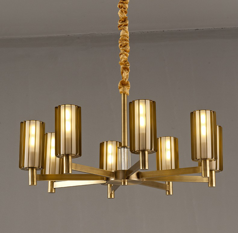 Modern retro glass retro simple brass stainless steel dining room Chandelier D03301