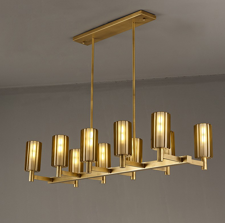 Modern retro glass retro simple brass stainless steel dining room Chandelier D03301