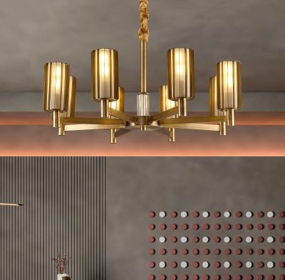 Modern retro glass retro simple brass stainless steel dining room Chandelier D03301