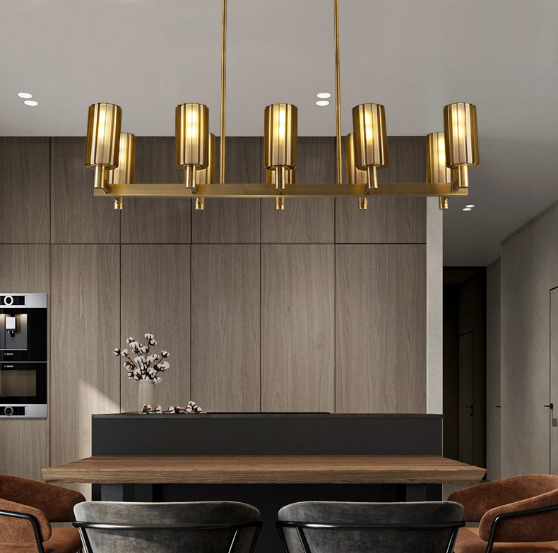 Modern retro glass retro simple brass stainless steel dining room Chandelier D03301