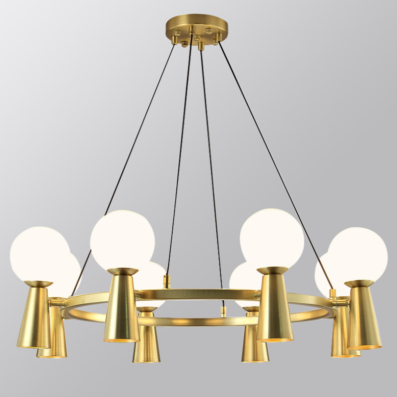 Light luxury postmodern hardware milky glass living room dining room Chandelier P88062