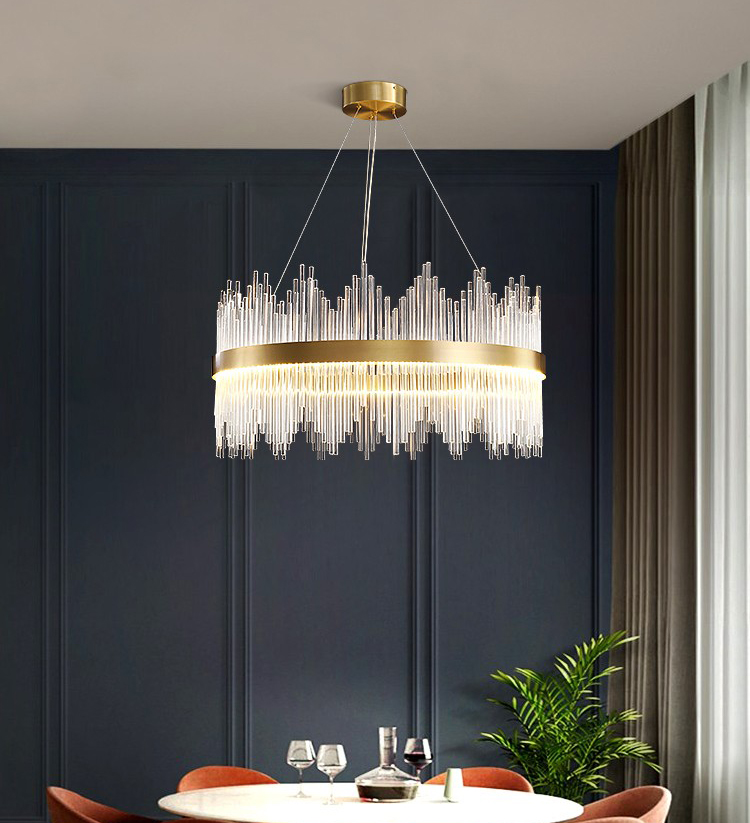 Light luxury modern simple living room bedroom dining room all copper glass chandelier D9945