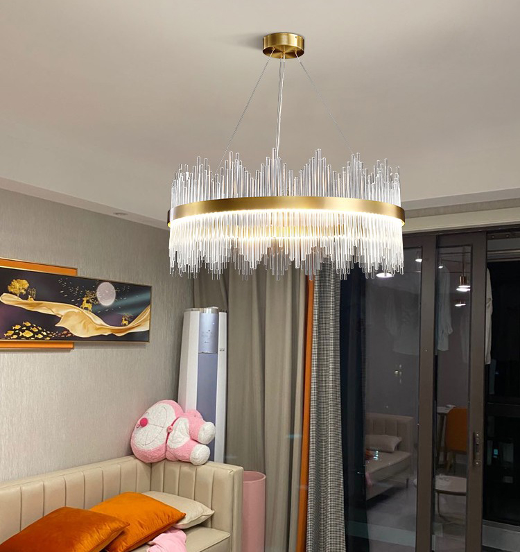 Light luxury modern simple living room bedroom dining room all copper glass chandelier D9945