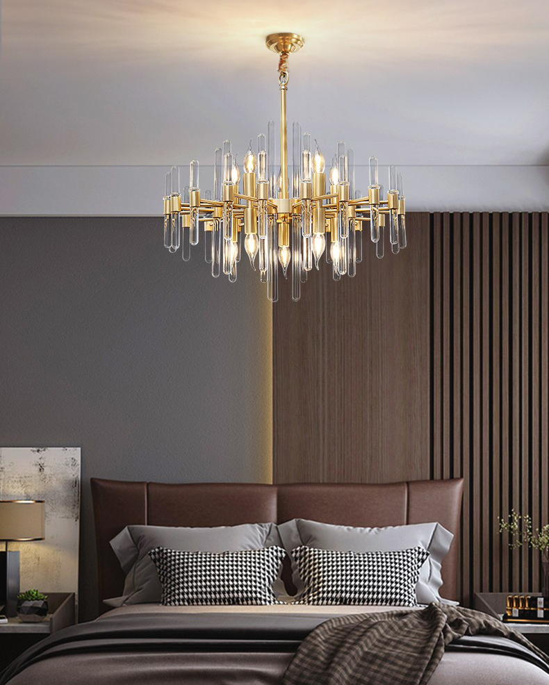 Light luxury postmodern simple all copper living room dining room bedroom Crystal Chandelier D9916