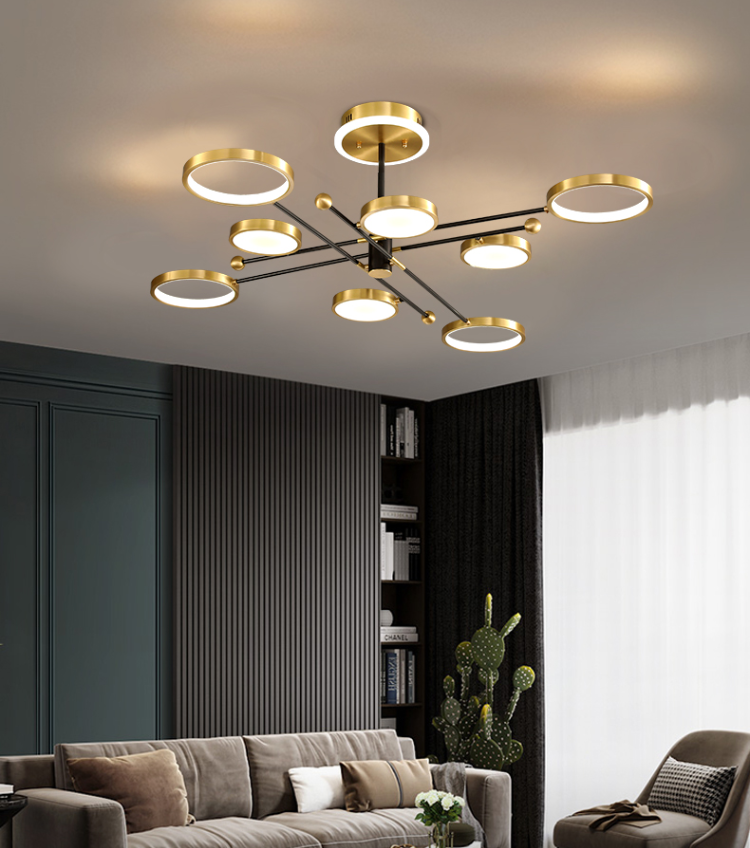 Light luxury postmodern simple all copper acrylic silicone Chandelier D5521