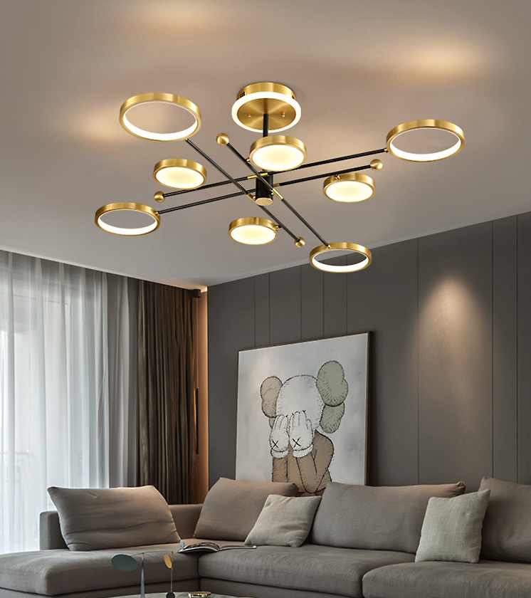 Light luxury postmodern simple all copper acrylic silicone Chandelier D5521