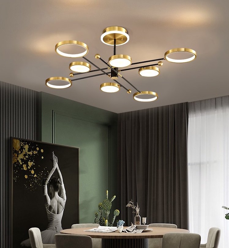 Light luxury postmodern simple all copper acrylic silicone Chandelier D5521