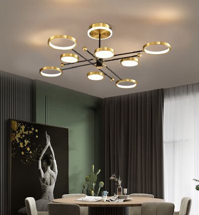 Light luxury postmodern simple all copper acrylic silicone Chandelier D5521