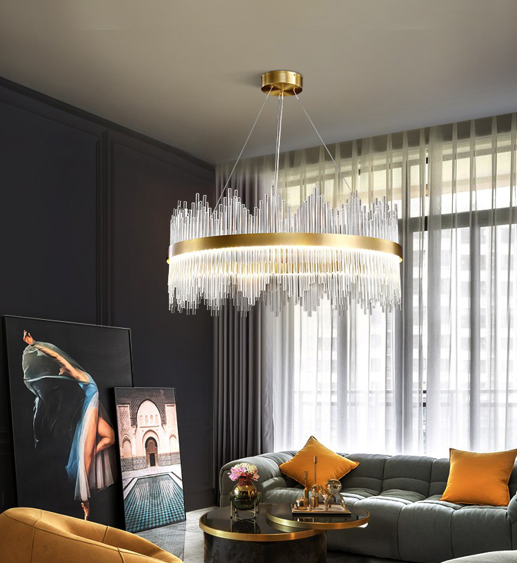 Light luxury modern simple living room bedroom dining room all copper glass chandelier D9945