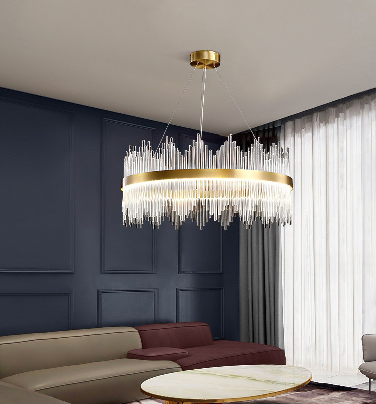 Light luxury modern simple living room bedroom dining room all copper glass chandelier D9945