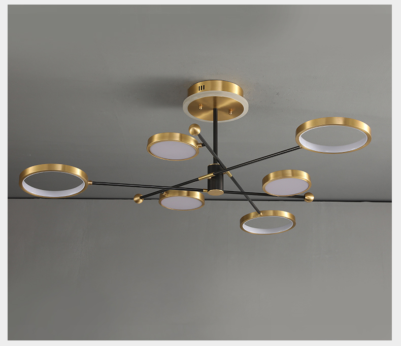 Light luxury postmodern simple all copper acrylic silicone Chandelier D5521