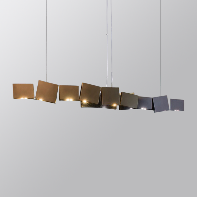 The post-modern minimalist creative long strip geometry art stainless steel Chandelier D5245