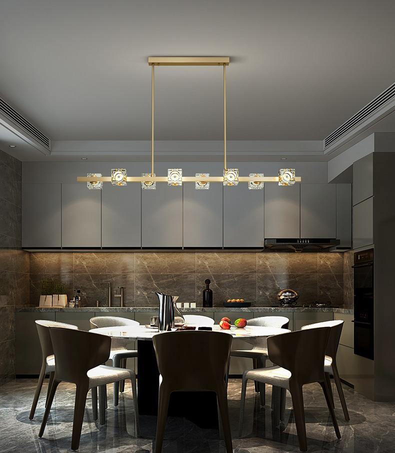 Light luxury postmodern simple copper crystal restaurant Chandelier D62026