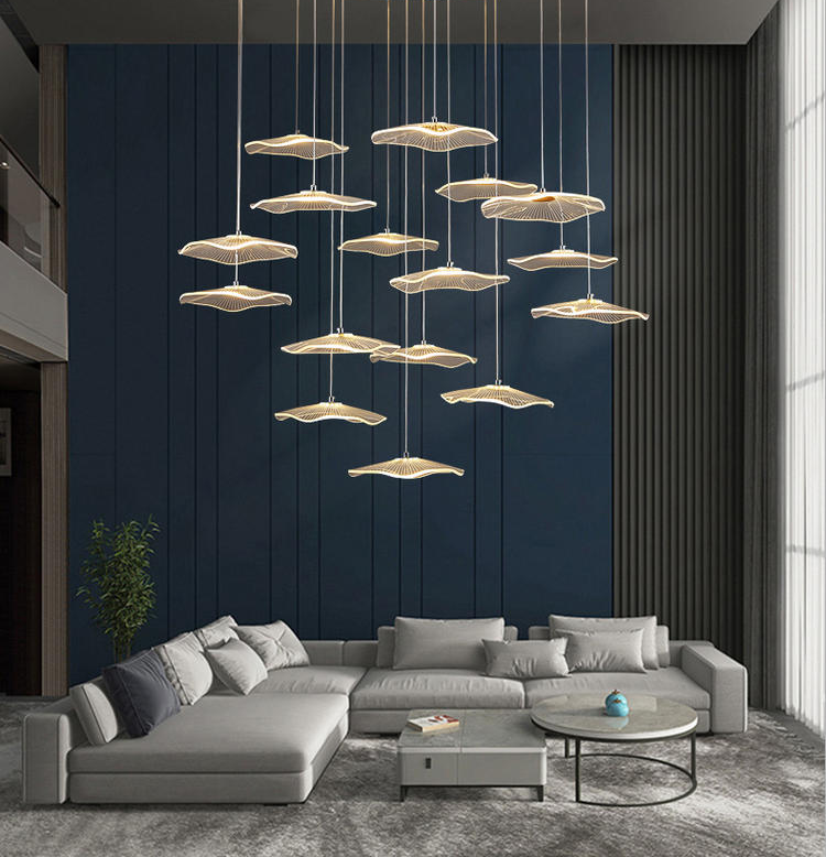 Nordic Light luxury simple villa compound lotus leaf stair Chandelier P5106