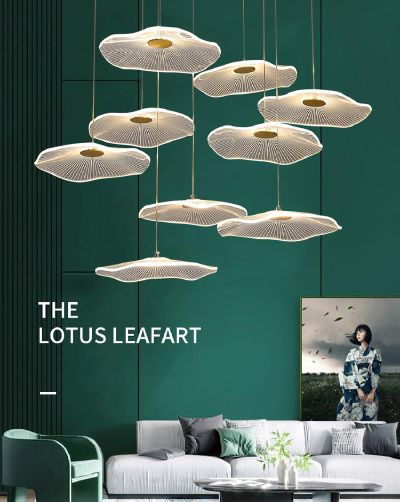 Nordic Light luxury simple villa compound lotus leaf stair Chandelier P5106