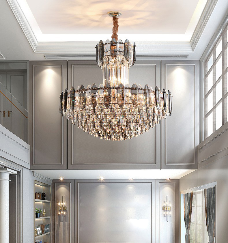 Light luxury postmodern simple hardware living room dining room Crystal Chandelier D1521