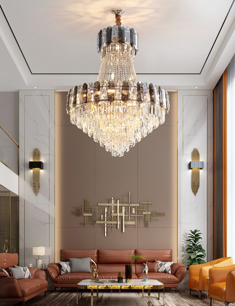 Light luxury postmodern simple hardware living room dining room villa Crystal Chandelier D1531