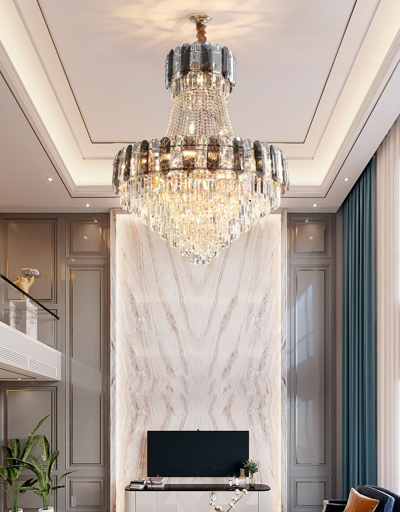 Light luxury postmodern simple hardware living room dining room villa Crystal Chandelier D1531