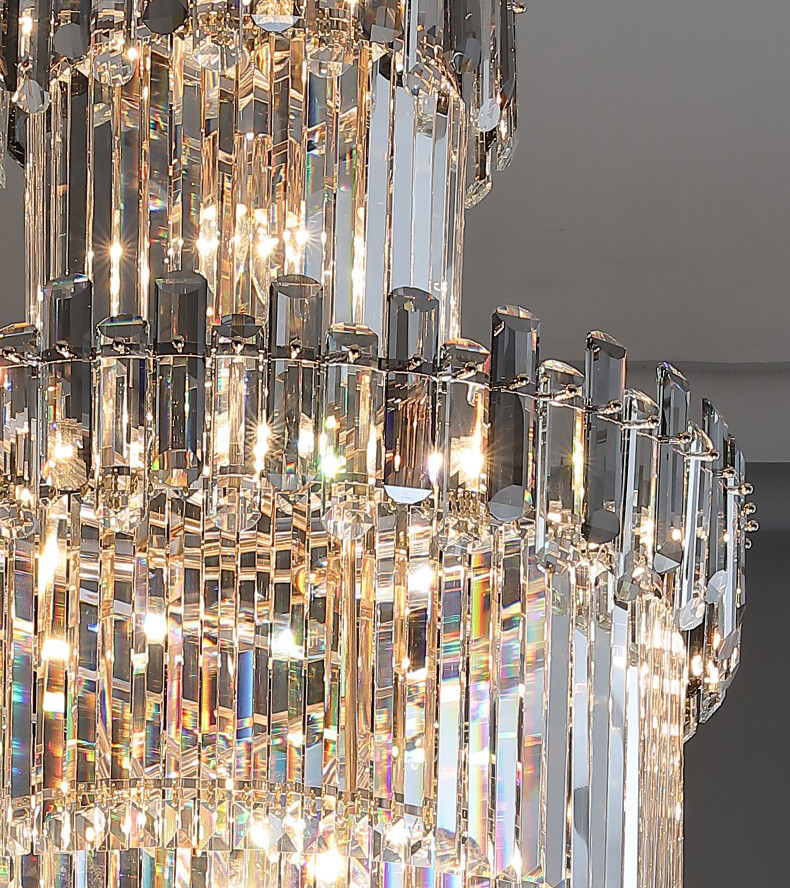 Light luxury postmodern hardware villa living room staircase Crystal Chandelier D1532