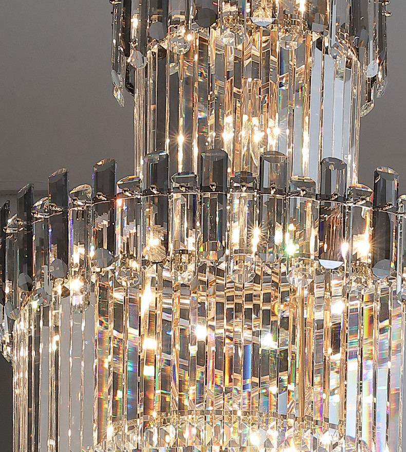 Light luxury postmodern hardware villa living room staircase Crystal Chandelier D1532