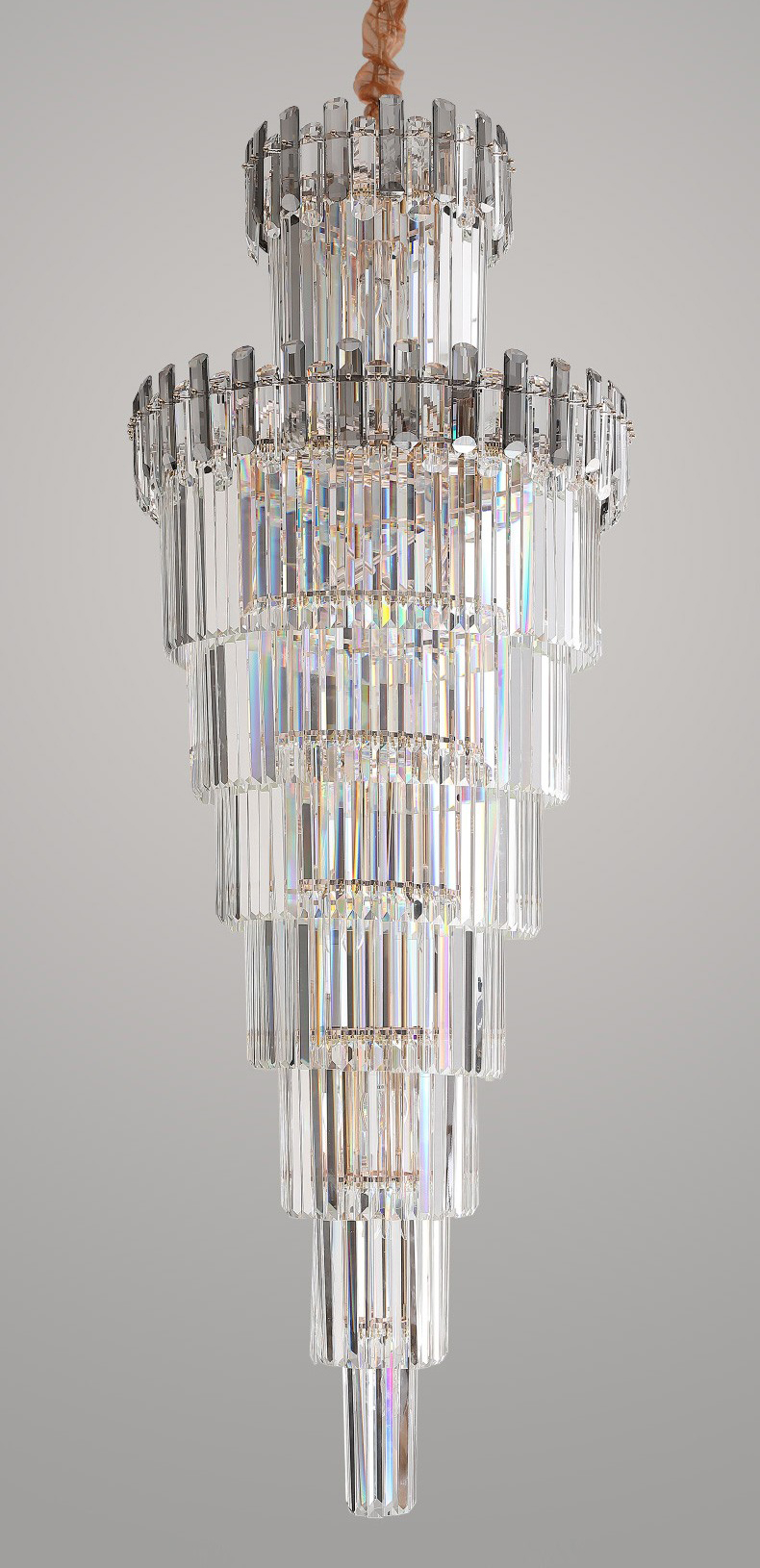 Light luxury postmodern hardware villa living room staircase Crystal Chandelier D1532