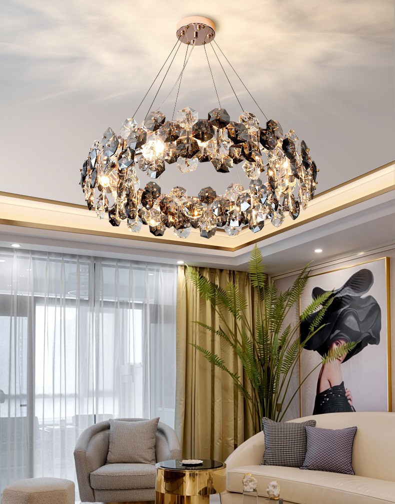 Light luxury post modern simple living room bedroom restaurant hardware crystal chandelier D1548