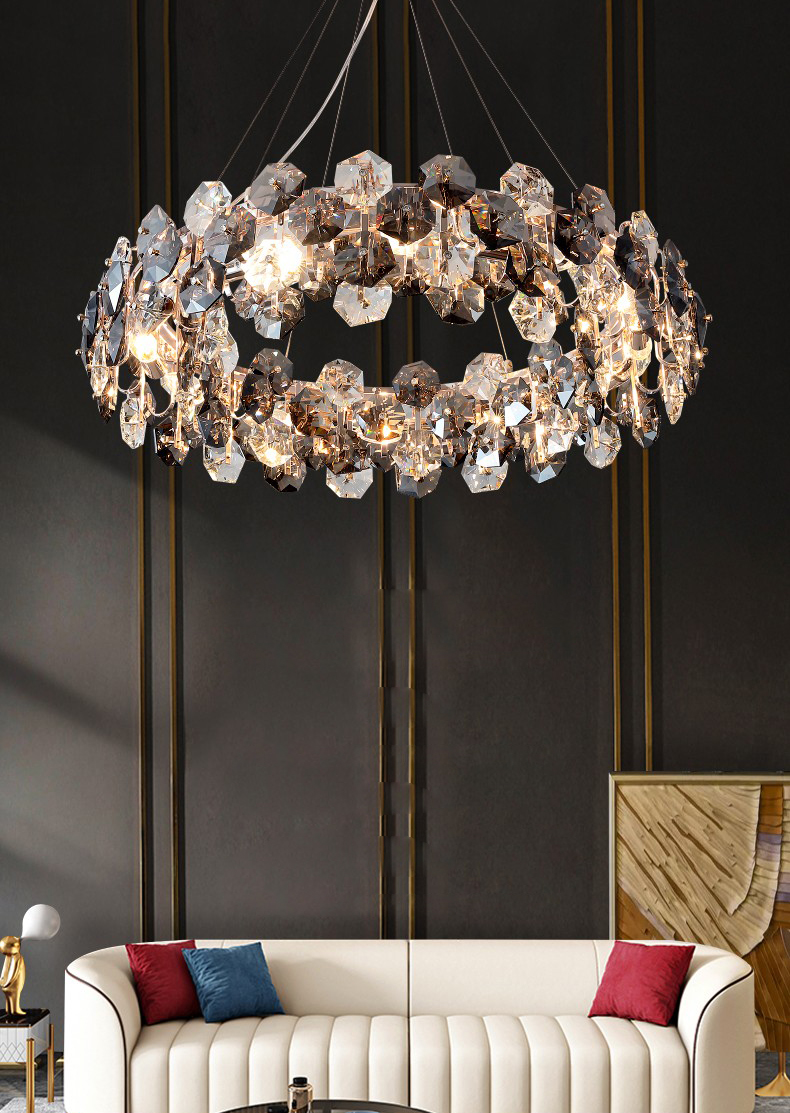 Light luxury post modern simple living room bedroom restaurant hardware crystal chandelier D1548