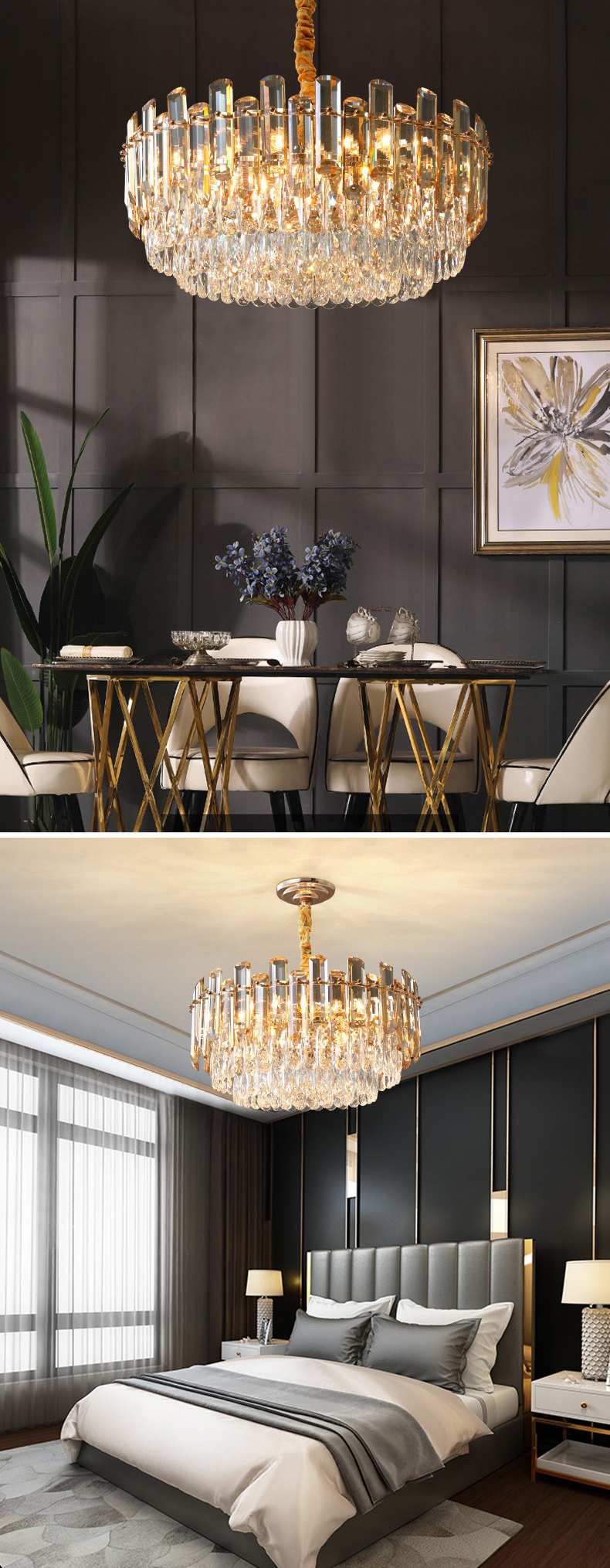 Light luxury postmodern simple living room dining room bedroom Crystal Chandelier D7196