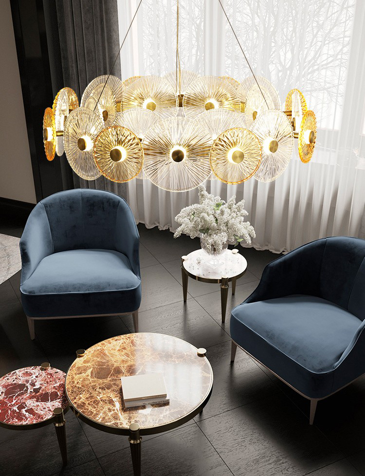 Light luxury postmodern simple living room dining room bedroom Glass Chandelier D8017