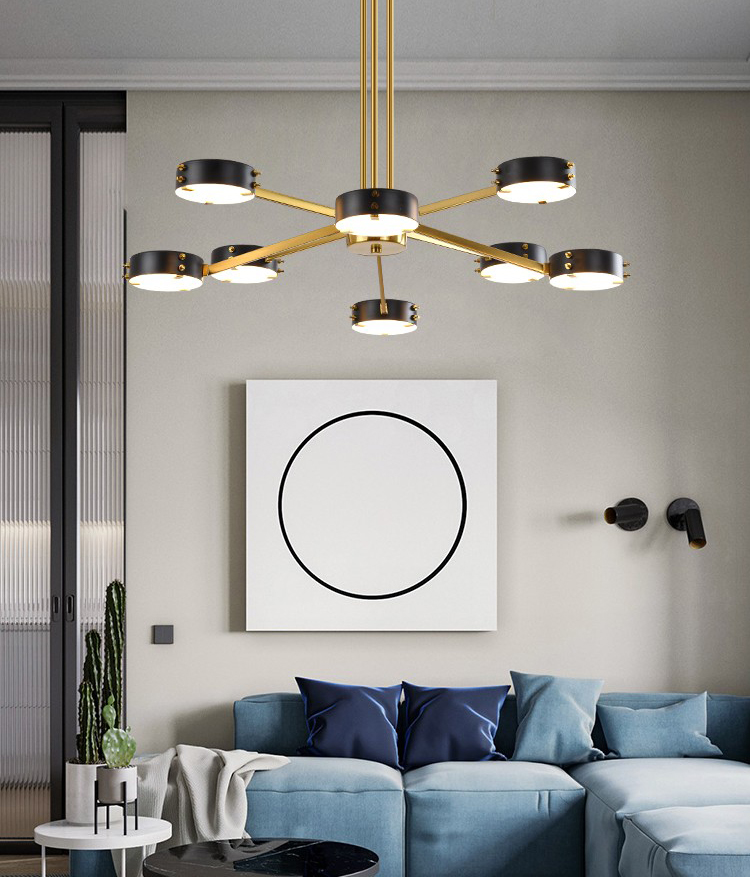 Nordic modern light luxury simple iron art living room dining room acrylic Chandelier D8301