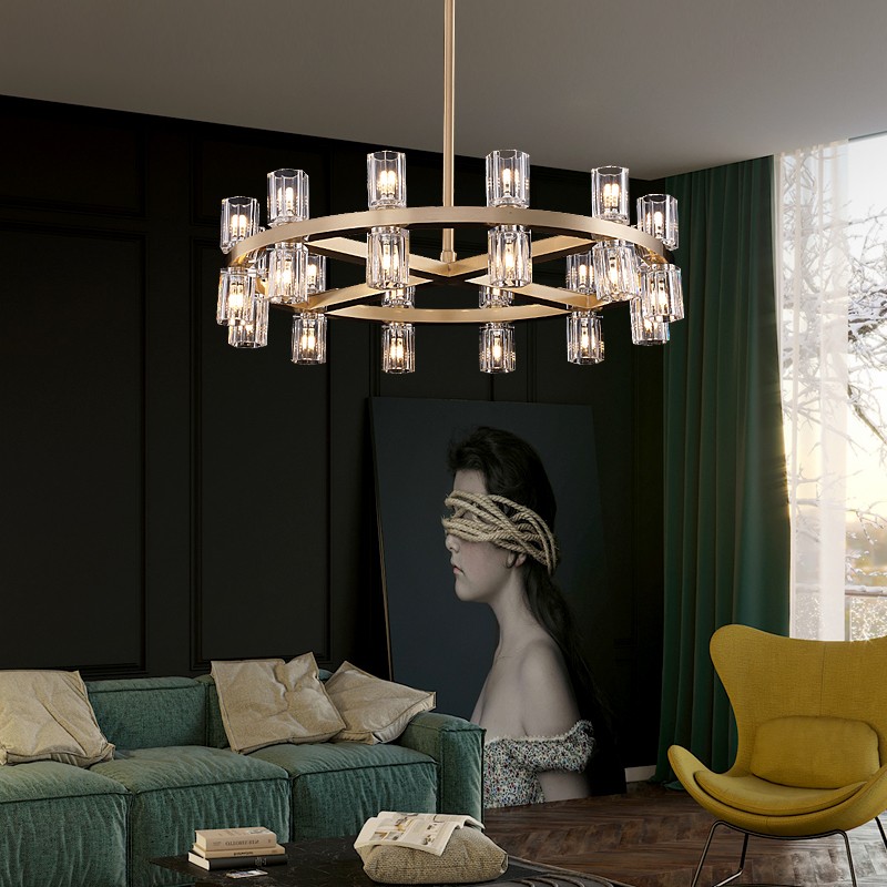 Light luxury creative postmodern living room dining room copper crystal chandelier D8381