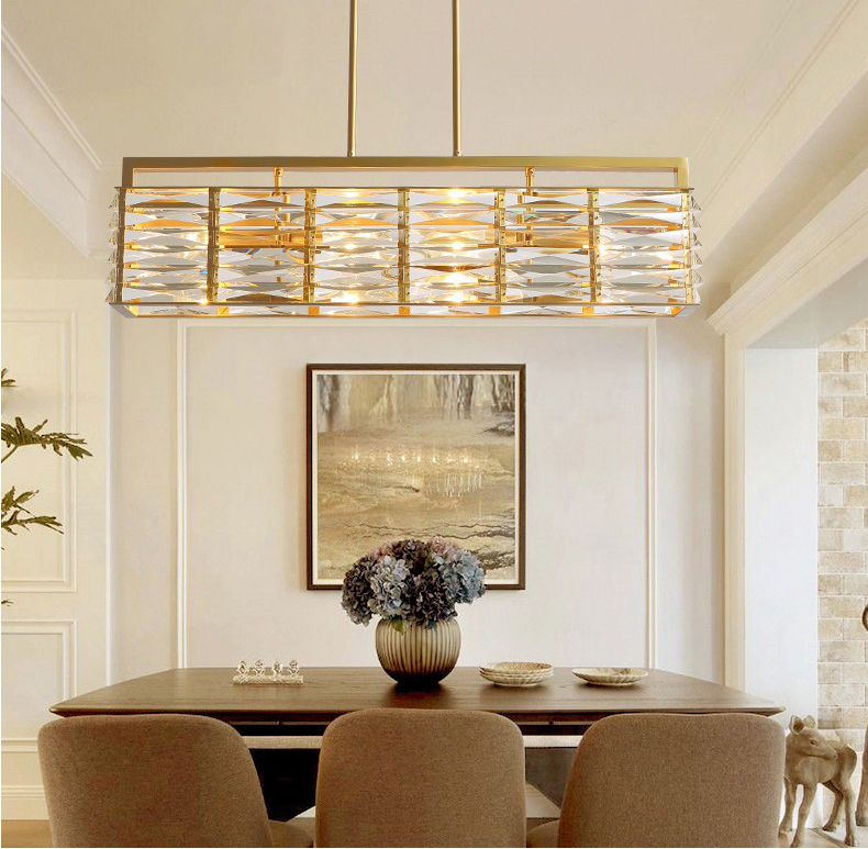 Light luxury creative postmodern living room dining room copper crystal chandelier D5837