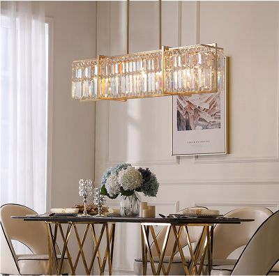 Light luxury creative postmodern living room dining room copper crystal chandelier D5837