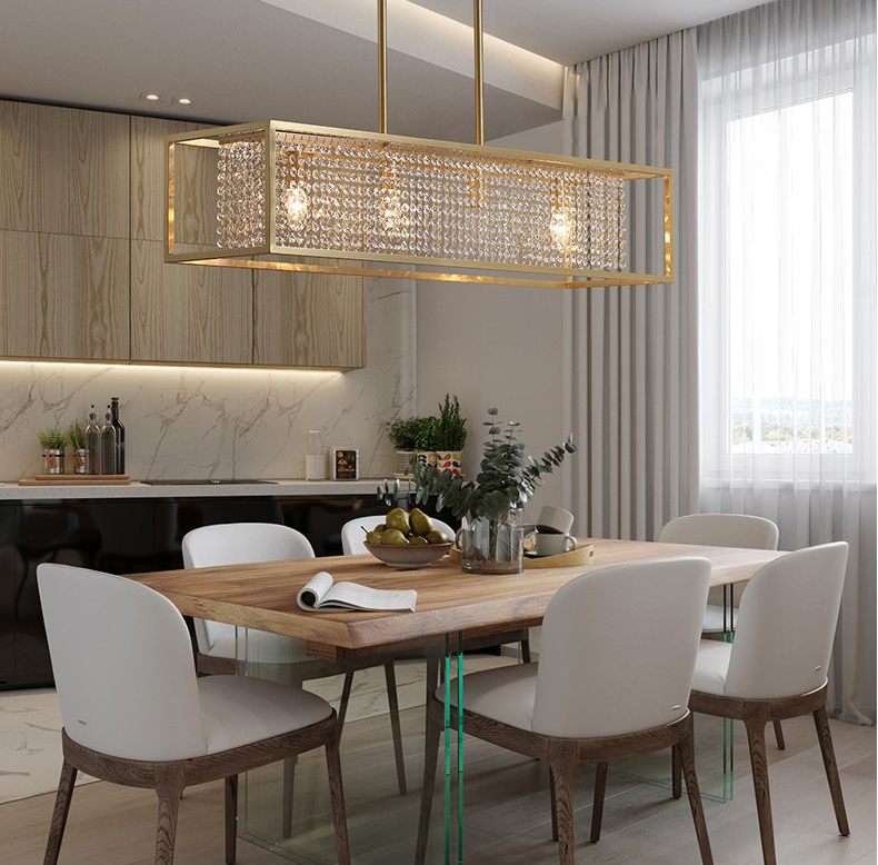 Light luxury creative postmodern living room dining room copper crystal chandelier D5837