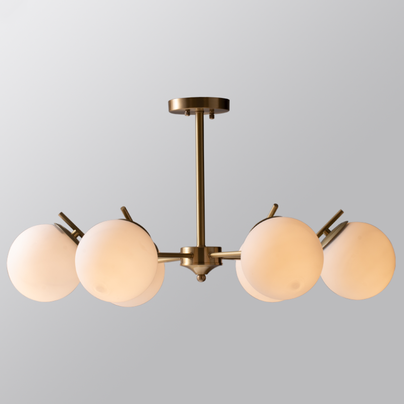 Light luxury creative postmodern living room dining room all copper glass chandelier D5108