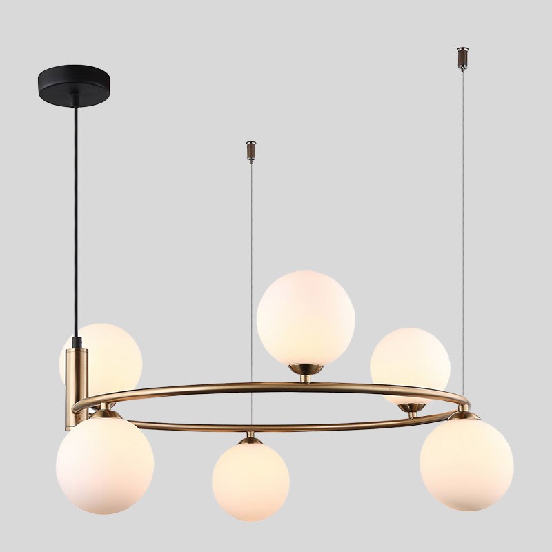 Light luxury creative postmodern iron glass ball living room dining room Chandelier P5806