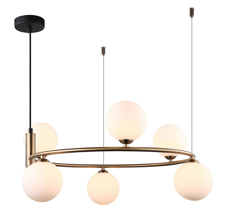 Light luxury creative postmodern iron glass ball living room dining room Chandelier P5806