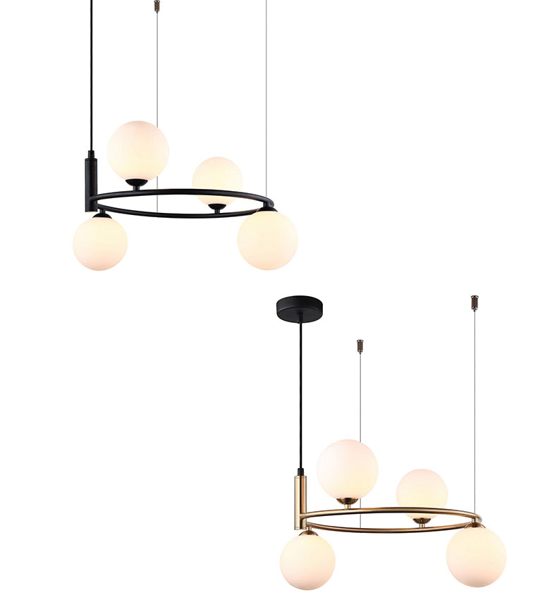 Light luxury creative postmodern iron glass ball living room dining room Chandelier P5806