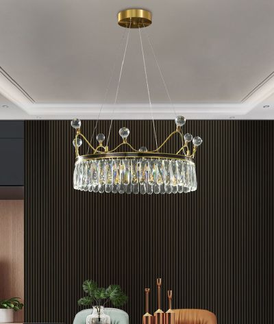 Light luxury postmodern all copper restaurant living room Crystal Chandelier P5919