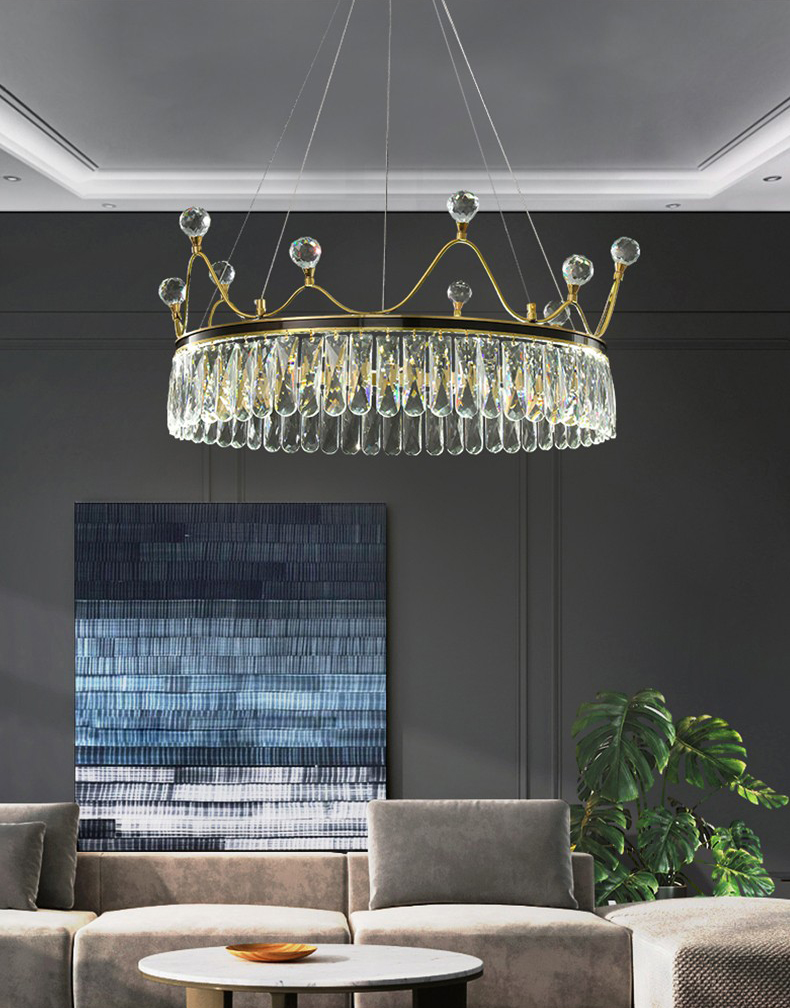 Light luxury postmodern all copper restaurant living room Crystal Chandelier P5919