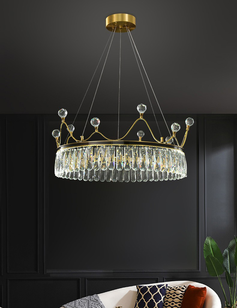 Light luxury postmodern all copper restaurant living room Crystal Chandelier P5919