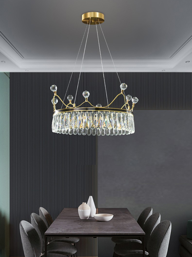 Light luxury postmodern all copper restaurant living room Crystal Chandelier P5919