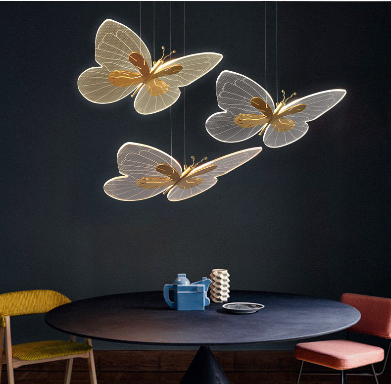 Modern creative all copper living room dining room acrylic butterfly Chandelier P5655