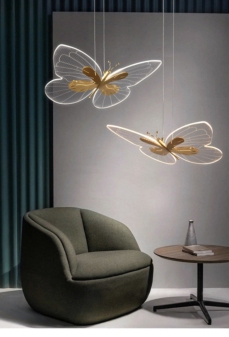 Modern creative all copper living room dining room acrylic butterfly Chandelier P5655