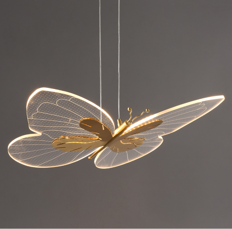 Modern creative all copper living room dining room acrylic butterfly Chandelier P5655