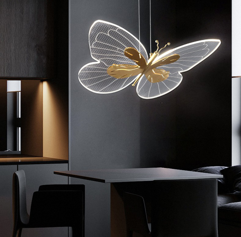 Modern creative all copper living room dining room acrylic butterfly Chandelier P5655