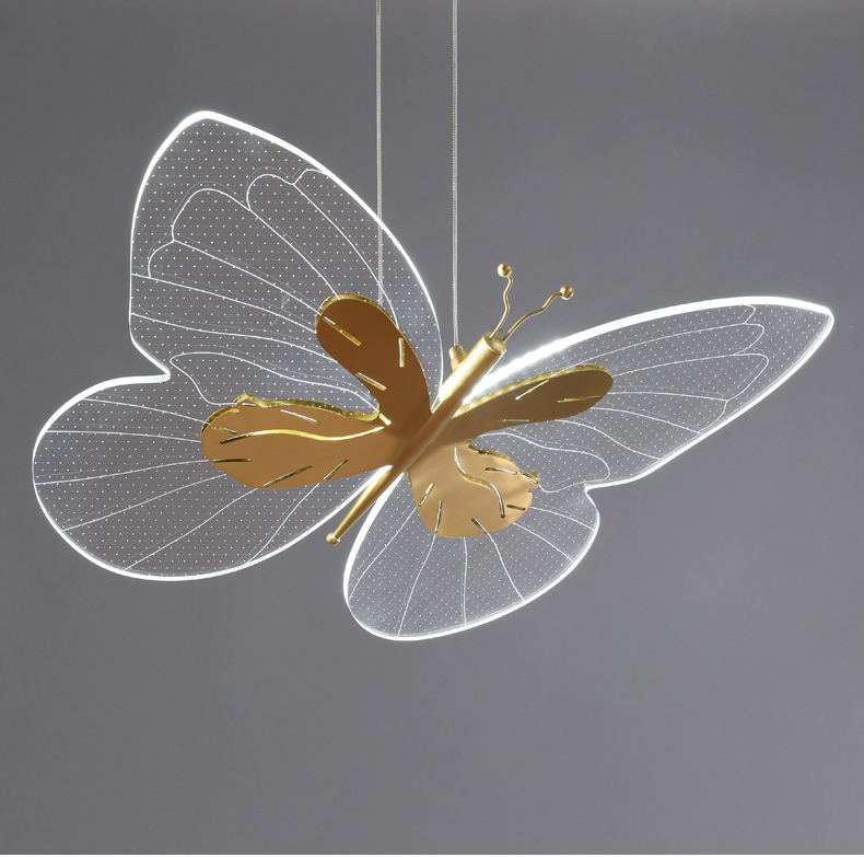 Modern creative all copper living room dining room acrylic butterfly Chandelier P5655