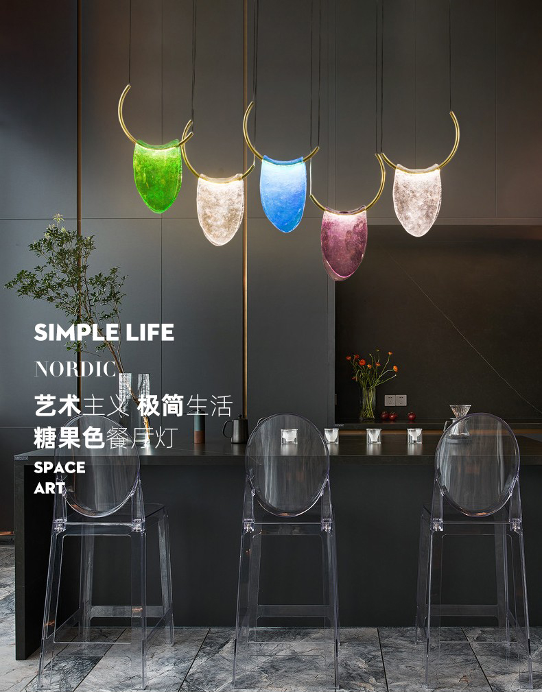 Modern creative living room dining room color glass chandelier P9010