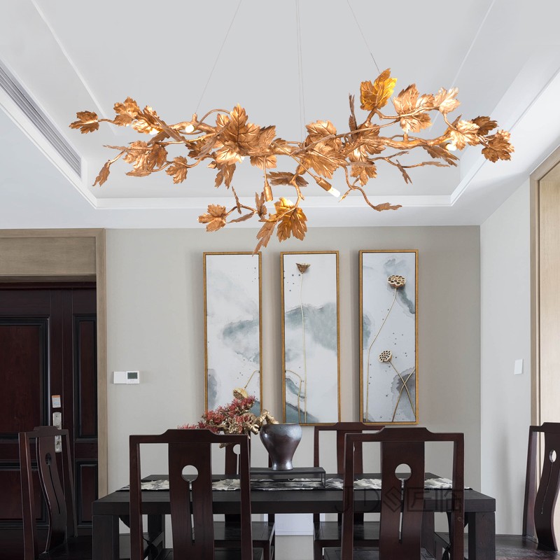 Copper maple leaf branch Nordic classic design living room dining room Chandelier D9878