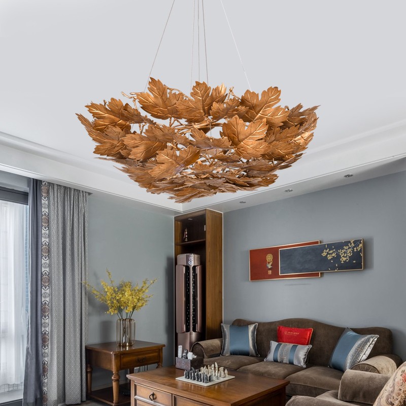 Copper maple leaf branch Nordic art design living room dining room Chandelier D9878